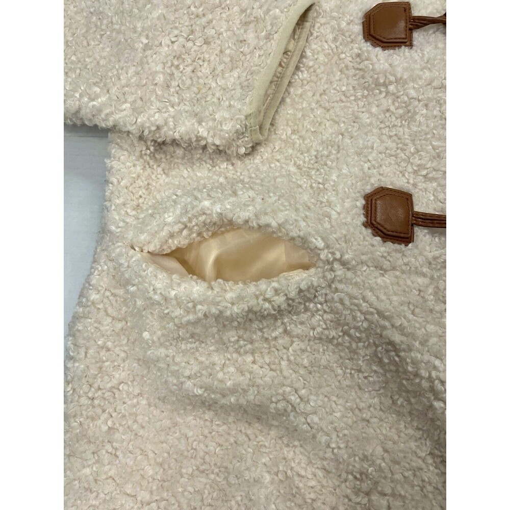 7 For All Mankind Womens Large Sherpa Teddy Shacket Oversized Cream Soft Preppy - Picture 6 of 13